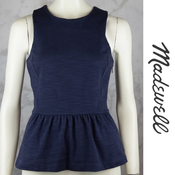 Madewell Tops - Madewell Blue Small Peplum Tank Top